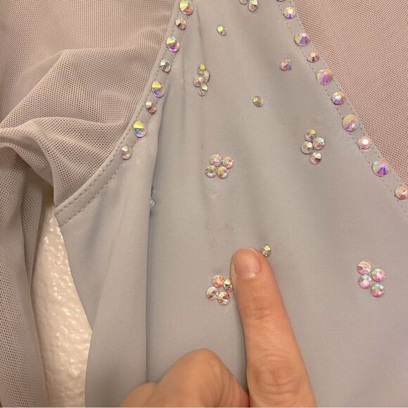 Weissman solo custom Dance costume gray Long Poet Sleeve Leotard MT11817 SA - Picture 5 of 12